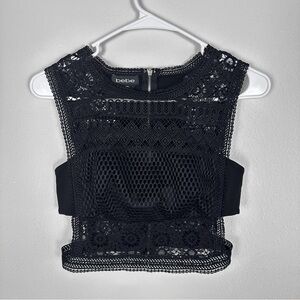 BEBE black lace cutout bandeau tank top